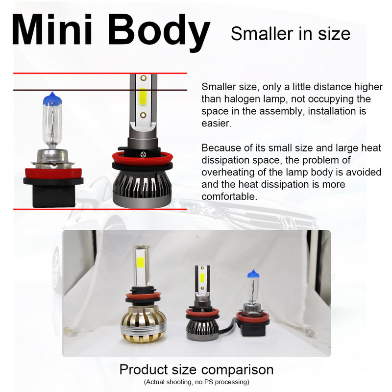 LSlight LED H7 H4 H11 H1 H9 9005 9006 HB2 HB3 HB4 9012 LED priekinių žibintų lemputė automobilio lemputė 12V 55W 6000K 8000K turboampulės automatinės lempos