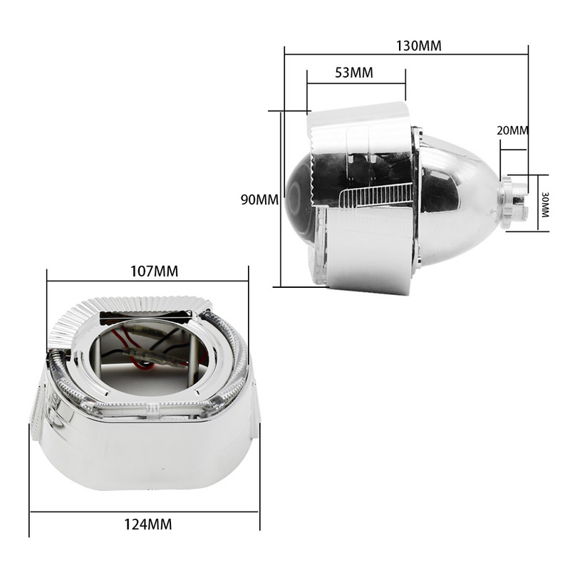 Κυψελοειδής φακός προβολέα 2,5 ιντσών με μπλε επίστρωση DRL LED Angel Eyes Shrouds Fit H1 H4 H7 Προβολέας αυτοκινήτου Μεταγενέστερη προσαρμογή αξεσουάρ στυλ