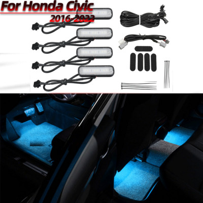 За Honda Civic 10th 2016-2020 Auto Interior Atmosphere Light Дистанционно управление Цветна лампа за крака Декоративна лампа Автомобилни аксесоари