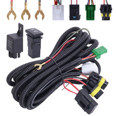 For Toyota Fog Light Lamp Wiring Harness Socket Wire Connector With 12V 40A Relay LED Indicator Switch Kits Fit Work Lamp