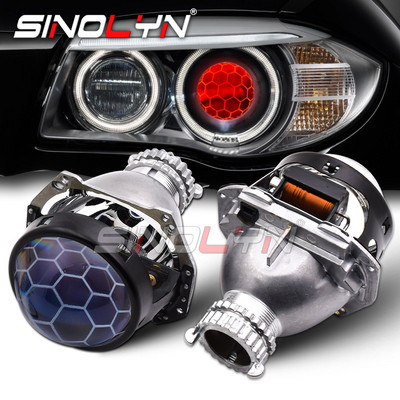 Sinolyn H4 Honeycomb Bi Xenon лещи за Hella 3R G5 H4 фарове 3.0 инча LED Devil Eyes D2S D2H Етчинг Автомобилни светлини Проектор