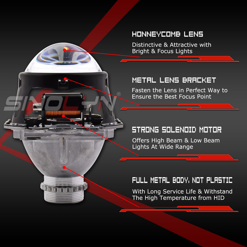 Sinolyn H4 Honeycomb Bi Xenon objektiivid Hella 3R G5 H4 esitulede 3,0 tolli LED Devil Eyes D2S D2H söövitusauto tulede projektori jaoks