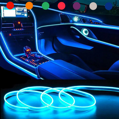 1/2/3/4/5M LED autóbelső világítási csíkos, rugalmas automatikus légköri lámpa barkácsolás, USB-vel működő belső dekorációs tartozékokhoz