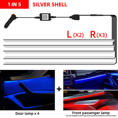 6in1 LED-auto ümbritseva valguse RBG 64 värviline sisemus akrüülriba taustvalgustuse juhik Dekoratsioon atmosfäärilambi juht Fiiberoptiline