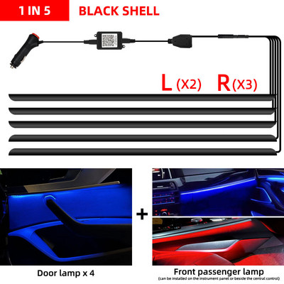 6in1 LED-auto ümbritseva valguse RBG 64 värviline sisemus akrüülriba taustvalgustuse juhik Dekoratsioon atmosfäärilambi juht Fiiberoptiline