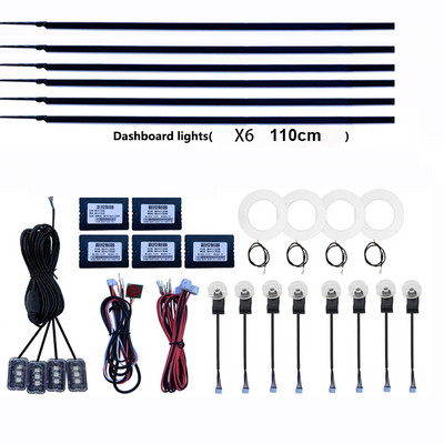 6in1 LED-auto ümbritseva valguse RBG 64 värviline sisemus akrüülriba taustvalgustuse juhik Dekoratsioon atmosfäärilambi juht Fiiberoptiline