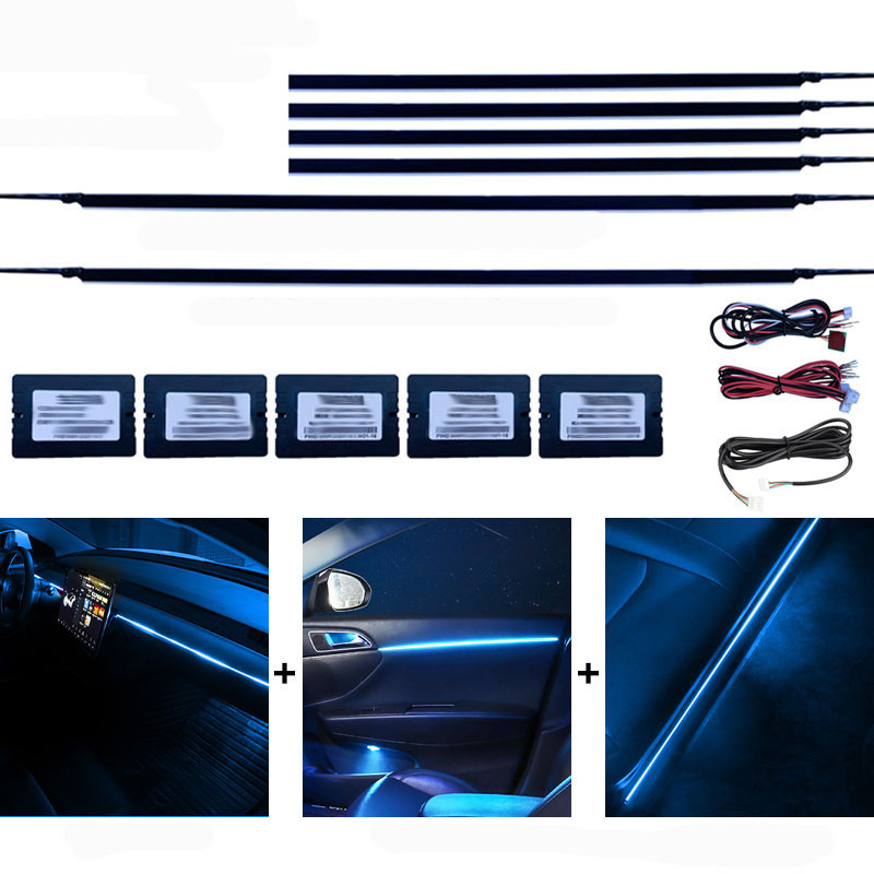 6in1 LED-auto ümbritseva valguse RBG 64 värviline sisemus akrüülriba taustvalgustuse juhik Dekoratsioon atmosfäärilambi juht Fiiberoptiline