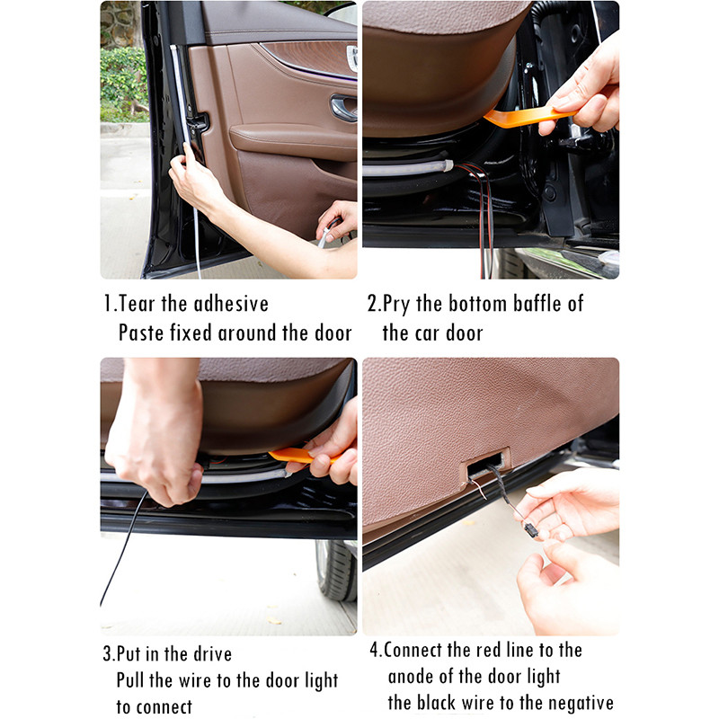 Λωρίδες φωτός καλωσορίσματος πόρτας αυτοκινήτου Στυλ αυτοκινήτου Auto Strobe που αναβοσβήνει Φώτα ατμόσφαιρας περιβάλλοντος Ασφάλεια 12V LED Ανοιγμα προειδοποιητική λυχνία Νέο