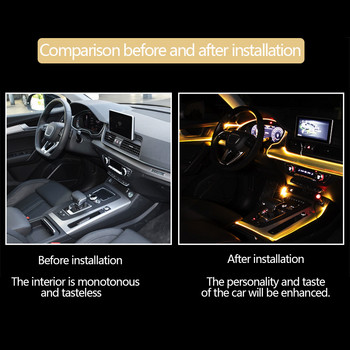 Автомобилна EL неонова лентова светлина Автомобилна околна светлина Звукова контролна светлина RGB LED Декоративна автоматична атмосферна лампа с 12V запалка