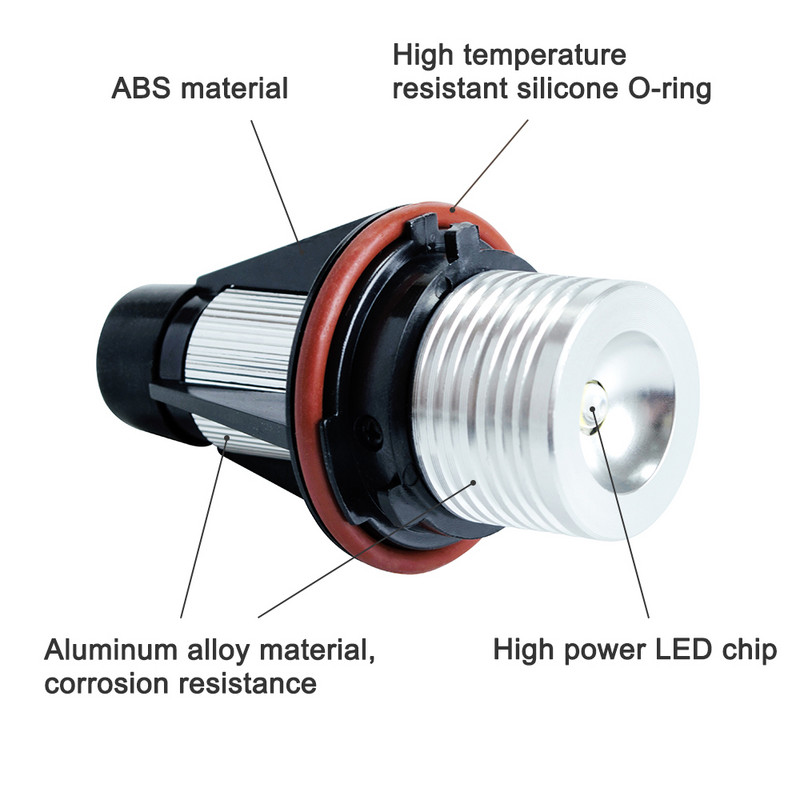 Ochi de înger pentru far cu LED auto E39 1 set 2*5W 10W LED Marker Alb Albastru Roșu Galben pentru E39 E61 E63 E64 E65 E87 525i Xi M5