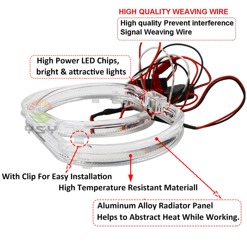 Ghid LED Angel Eyes 100MM 120MM Lumină de zi de circulație Inel Halo pentru Bi-Xenon Proiector Capac lentile Mască Lentile Accesorii DRL