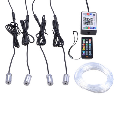 RGB Lumină ambientală interioară a mașinii Neon bandă de fibră optică Telecomandă APP Control prin Bluetooth Lumini de atmosferă fără fir fără fir
