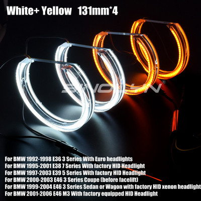 Sinolyn DRL Angel Eyes pentru BMW Seria 3 5 E46 M3/E39/E36/E38 faruri acrilice stil DTM inele halo lumini cu LED lumini de semnalizare