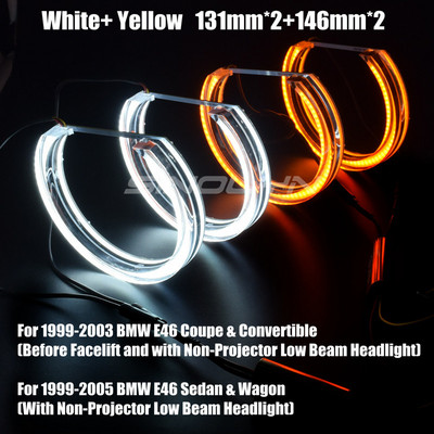 Sinolyn DRL Angel Eyes pentru BMW Seria 3 5 E46 M3/E39/E36/E38 faruri acrilice stil DTM inele halo lumini cu LED lumini de semnalizare