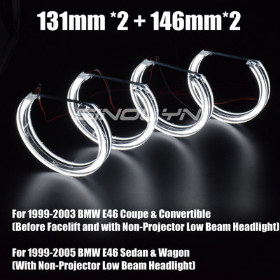 Sinolyn DRL Angel Eyes pentru BMW Seria 3 5 E46 M3/E39/E36/E38 faruri acrilice stil DTM inele halo lumini cu LED lumini de semnalizare