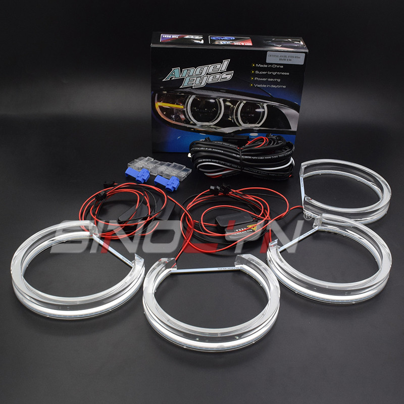 Sinolyn DRL Angel Eyes pentru BMW Seria 3 5 E46 M3/E39/E36/E38 faruri acrilice stil DTM inele halo lumini cu LED lumini de semnalizare