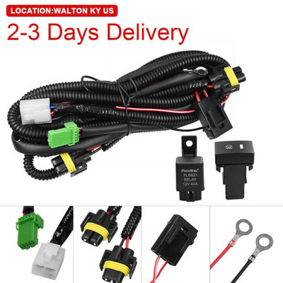 H11 881 H9 Fog Light Lamp Wiring Harness Socket Wire Connector With 40A Relay & ON/OFF Switch Kits Fit LED Work Lamp
