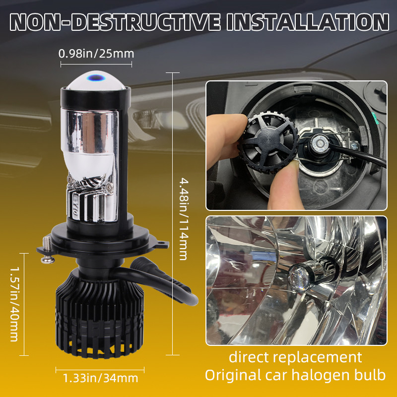 Faruri cu LED H7 H4, super mini proiector, lentilă laser, lampă de ceață de putere mare, sistem de iluminare automată pentru mașină, camion, Motocycel