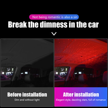 Интериор на автомобила Атмосфера Небе LED Mini USB Неонова светлина за автомобилен декор Таванна лампа Покривна звезда Нощна крушка Околни LED аксесоари Червен