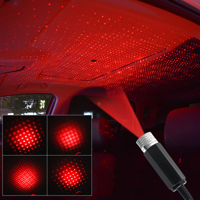 Ατμόσφαιρα εσωτερικού αυτοκινήτου Sky LED Mini USB Φωτιστικό Νέον για Διακόσμηση Αυτοκινήτου Φωτιστικό Οροφής Αστέρι Νυχτερινής Λαμπτήρα Οροφής Αξεσουάρ LED Περιβάλλοντος Κόκκινο