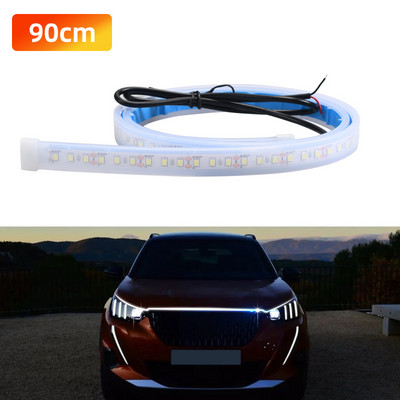 Led-auto kapoti valgusriba veekindel painduv valge kaunistus taustvalgus mootori kate Auto ümbritseva atmosfääri lamp universaalne 12V