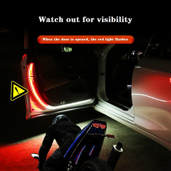 Διακόσμηση πόρτας αυτοκινήτου Καλωσόρισμα Φωτιστικές ταινίες στροβοσκόπιο που αναβοσβήνουν Φώτα ασφαλείας 12V 120cm LED Άνοιγμα Προειδοποίηση LED Λωρίδα λάμπας περιβάλλοντος Auto