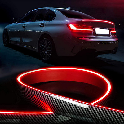Universal Car EXterior Parts Carbon Fiber Led Rear Spoiler Light For Car BMW 12V Turn Signal Brake DRL Lamp Modified Accessories
