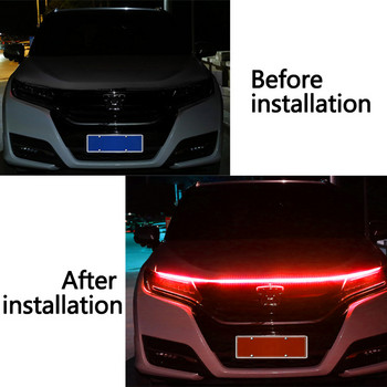 Автомобилна LED светлина за предния капак Гъвкава лента Автоматично модифициран преден фар 12V Лента за дневни светлини за кола DRL Режеща се декоративна лампа