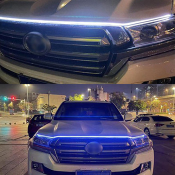 Автомобилна LED светлина за предния капак Гъвкава лента Автоматично модифициран преден фар 12V Лента за дневни светлини за кола DRL Режеща се декоративна лампа