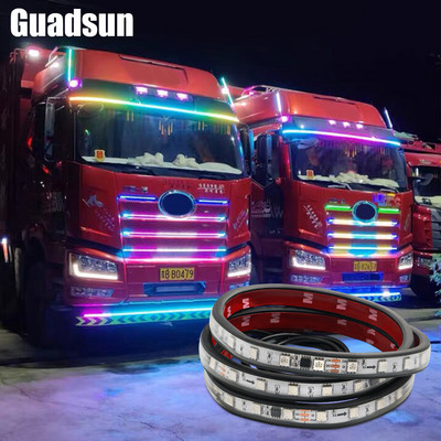 Guadsun Led 24V veoauto valgusribad RGB Paindlik värviline Atmosfäärilamp Light Hoiatusvalgusti Riba Streamer Lamp DRL 1M 1.5M 2M