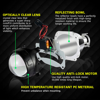 AILEO 2 бр. 2,5-инчов универсален Bi Xenon HID обектив за проектор за GTl сребърни кожуси H4 H7 H8 H11 мотоциклет Автомобилен проектор за фарове