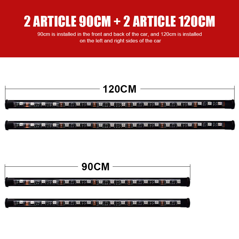 12 V autoalused LED-tuled Aluspõlevad painduvad ribatuled RGB dekoratiivne atmosfäär Lambi all Auto šassii põhjasüsteemi valgustus
