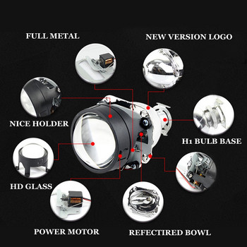 35w 2.5 Hid Bixenon Projector Lens with Shrouds Kit Xenon Ballast Bulb Car Assembly Kit Fit for h1 h4 h7 Car Model Modify