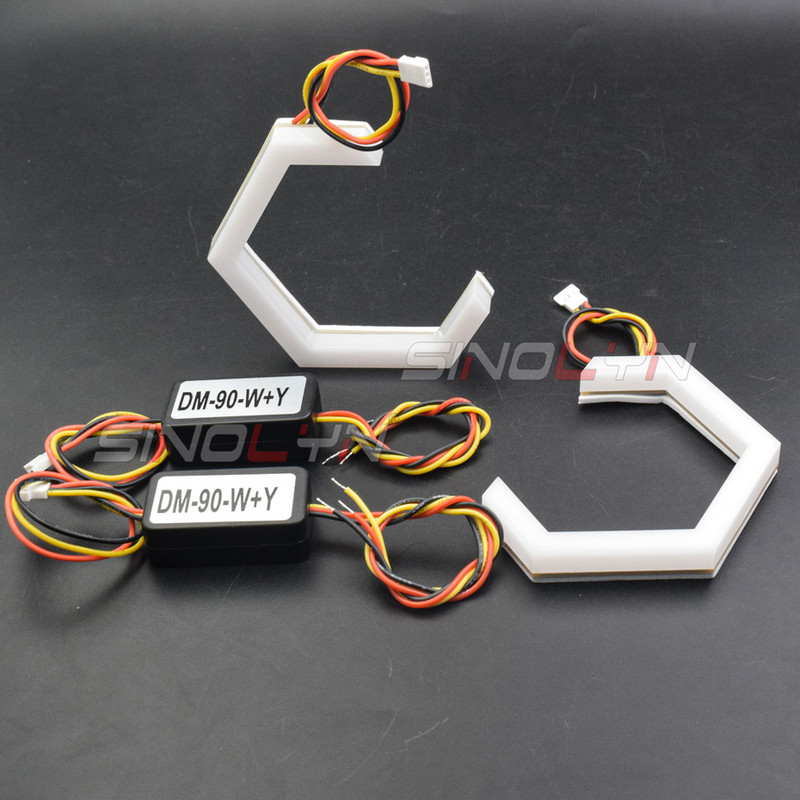 Sinolyn Hex Halo Angel Eyes DRL suunatulede lülitusrõngas LED-valgus valge kollane rõngas autodele esitulede autotooted