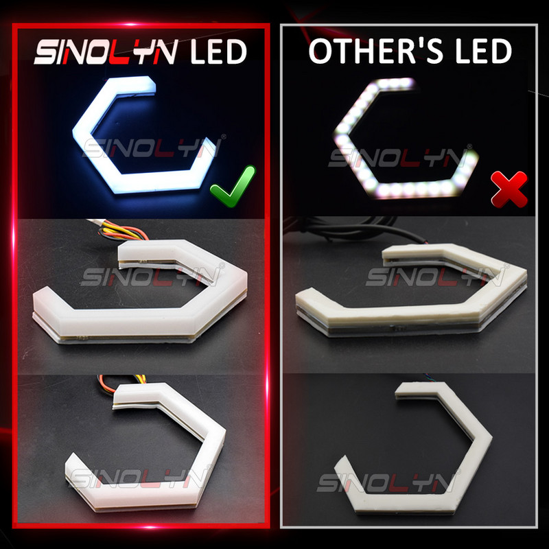 Sinolyn Hex Halo Angel Eyes DRL suunatulede lülitusrõngas LED-valgus valge kollane rõngas autodele esitulede autotooted