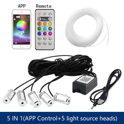 8M interior auto neon RGB LED bandă 4/5/6 în 1 aplicație Bluetooth telecomandă lumini decorative atmosferă lampă tablou de bord 12V