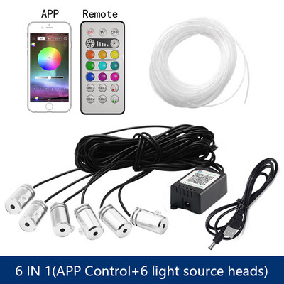 8M interior auto neon RGB LED bandă 4/5/6 în 1 aplicație Bluetooth telecomandă lumini decorative atmosferă lampă tablou de bord 12V
