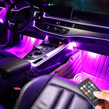 LEEPEE Φωτιστικό Ατμόσφαιρας Αυτοκινήτου Φωτιστικό LED Strip Τηλεχειριστήριο Εσωτερικό Αυτοκινήτου Auto Διακοσμητικό Φως RGB Ευέλικτο EL Wire Ambient Lamp