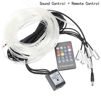 LEEPEE Lampă de atmosferă pentru mașină LED bandă de lumină cu telecomandă pentru interiorul mașinii Lumină decorativă pentru auto RGB Flexibil cu fir EL Lampă ambientală