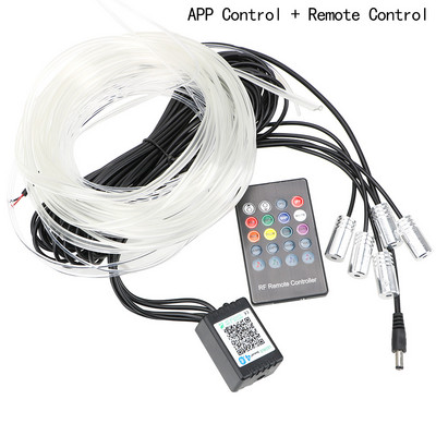 LEEPEE Lampă de atmosferă pentru mașină LED bandă de lumină cu telecomandă pentru interiorul mașinii Lumină decorativă pentru auto RGB Flexibil cu fir EL Lampă ambientală