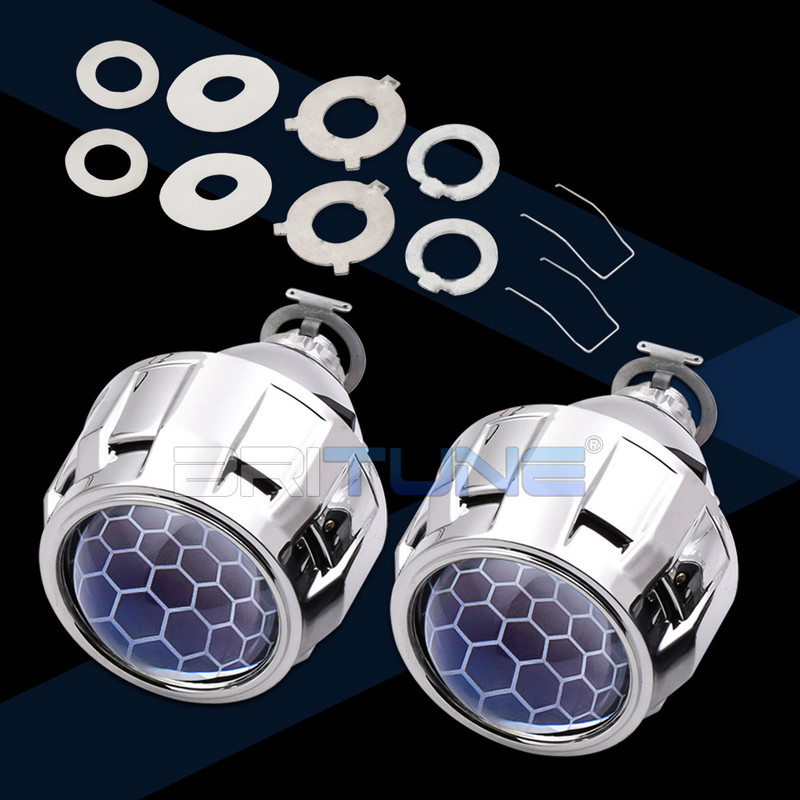 Automatikus lencsék Bi-xenon méhsejt projektor fényszóró tuning H7 H4 H1 LED Angel Eyes lencse 2.5 Super WST autós lámpák kiegészítők barkácsolás