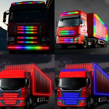 24V Strobe Running Streamer Φώτα λωρίδας LED για διακόσμηση φορτηγών φορτηγών Δυναμική πολύχρωμη λάμπα ατμόσφαιρας Ευέλικτο στυλ αυτοκινήτου DRL