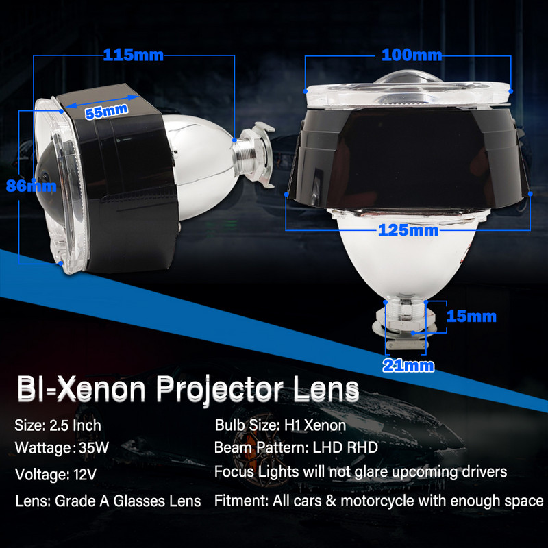 Lentile auto auto H4 H7 Bixenon far proiector Angel Eyes 2,5 lentile LED lumini de rulare pentru accesorii auto Tuning becuri H1 HID