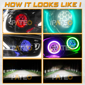 2,5-инчови лещи за фарове Bi-xenon HID проектор LED Devil Demon Eyes Honeycomb Blue Lens H4 H7 Car Light Аксесоари Рестайлинг