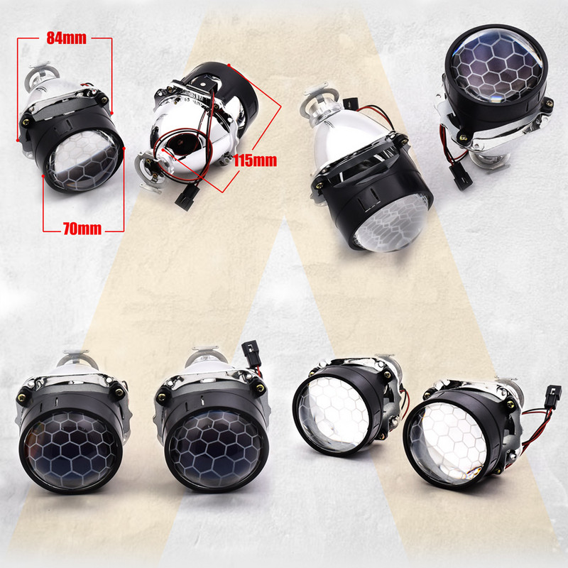 2,5 colio priekinių žibintų lęšiai Bi-xenon HID projektorius LED Devil Demon Eyes korio mėlynas objektyvas H4 H7 Automobilių šviesos priedai Restyling