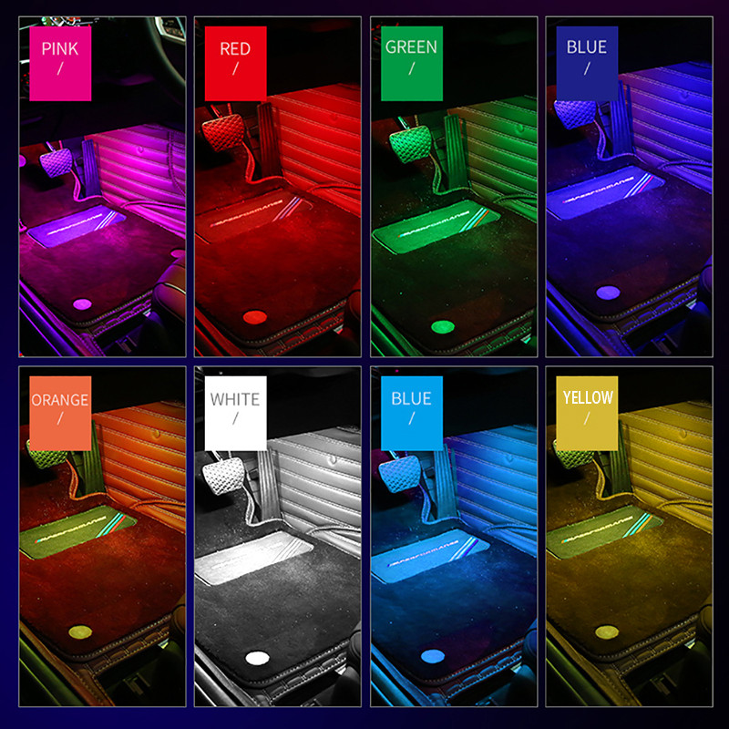 Lampă cu bandă LED pentru mașină Bec de decorare a podelei pentru picior RGB Lumină interioară pentru atmosferă Auto USB Telecomanda fără fir Control muzical Mod multiplu