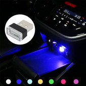 Mini LED automašīnas apgaismojums USB Auto salona atmosfēras gaisma Neona apkārtējās vides dekoratīvā lampa Auto salona apdares piederumi 7 krāsas