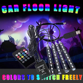RGB Beleuchtung Ελαφρύ αυτοκινήτου led Φωτιστικό ποδιού ατμόσφαιρας δαπέδου με Λειτουργίες απομακρυσμένου φωνητικού ελέγχου μουσικής USB Εσωτερική διακοσμητική λωρίδα LED