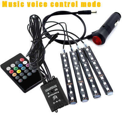 RGB Beleuchtung Ελαφρύ αυτοκινήτου led Φωτιστικό ποδιού ατμόσφαιρας δαπέδου με Λειτουργίες απομακρυσμένου φωνητικού ελέγχου μουσικής USB Εσωτερική διακοσμητική λωρίδα LED