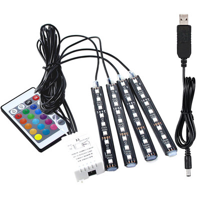 RGB Beleuchtung Ελαφρύ αυτοκινήτου led Φωτιστικό ποδιού ατμόσφαιρας δαπέδου με Λειτουργίες απομακρυσμένου φωνητικού ελέγχου μουσικής USB Εσωτερική διακοσμητική λωρίδα LED